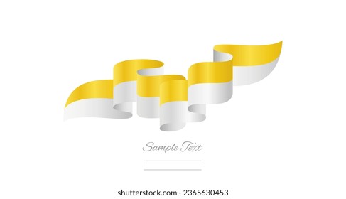 Vatican yellow white wavy flag ribbon concept design template. Premium Holy See flag vector illustration design on isolated white background