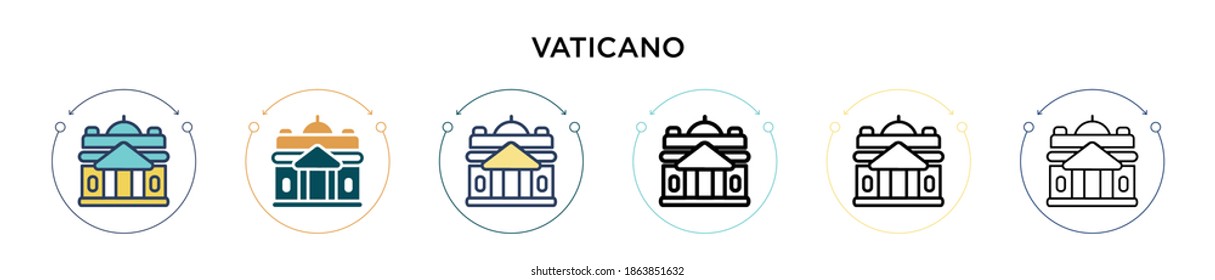 Vaticano icon in filled, thin line, outline and stroke style. Vector illustration of two colored and black vaticano vector icons designs can be used for mobile, ui, web