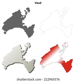 Vaud blank detailed outline map set - vector version