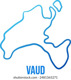 Vaud canton, Switzerland simplified shape map 