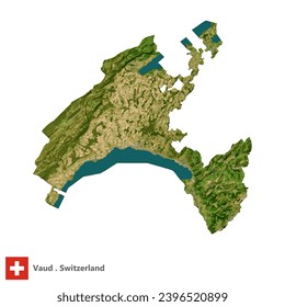 Vaud,Canton of Switzerland Topographic Map (EPS)