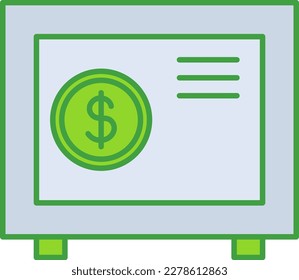 Vault business icon collection with green outline style. symbol, set, web, line, technology, internet, design. Vector Illustration