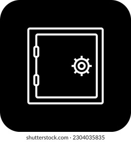 Vault Business and Office icon with black filled line style. protection, secure, safety, box, password, savings, protect. Vector illustration