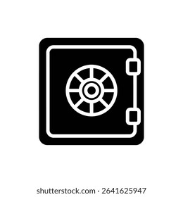 Vault door with handle wheel secure storage icon