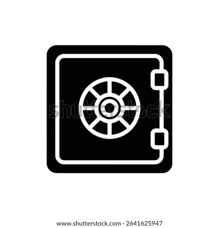 Vault door with handle wheel secure storage icon
