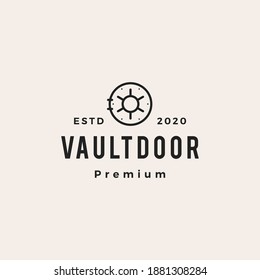 vault door hipster vintage logo vector icon illustration