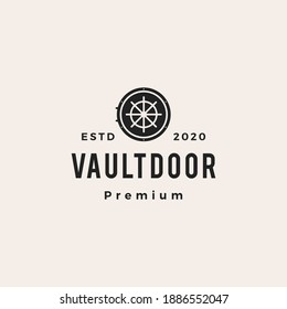 vault door locker hipster vintage logo vector icon illustration