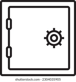 Vault Finance icon with black outline style. protection, secure, safety, box, password, savings, protect. Vector illustration