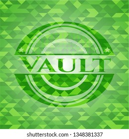 Vault green emblem with triangle mosaic background