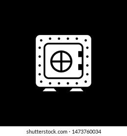 Vault Icon On Black Background. Black Flat Style Vector Illustration.
