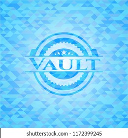 Vault light blue emblem with triangle mosaic background