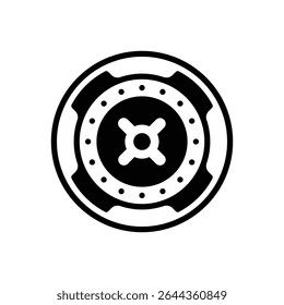 Vault. Outlined stroke vector icon with black-filled details.