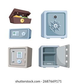 Vector de ilustración de Colección de caja fuerte y caja fuerte
