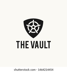 Vault and Shield logo hipster vintage retro door vector illustration