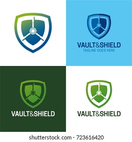 Vault & Shield - Vector Illustration - Icon And Logo