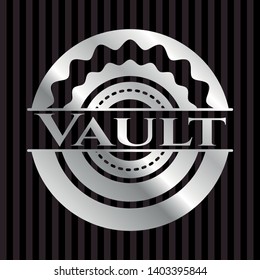 Vault silvery badge. Vector Illustration. Mosaic.