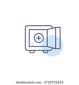 Atualização de compartimentos, inclusão segura, aumento da segurança, aprimoramento do armazenamento de dados, aumento do acesso. Pixel perfeito, ícone de vetor de traçado editável