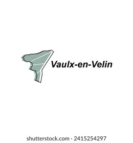 Vaulx en Velin Stadtplan. Vektorplan Frankreich Land bunter Design, Illustrationsdesign-Vorlage auf weißem Hintergrund