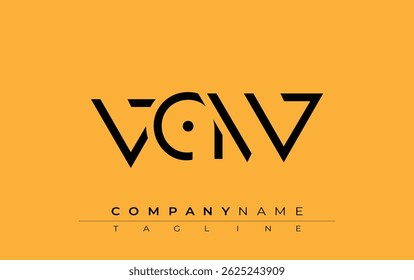 Projeto de letra abstrata VAW. Design de logotipo comercial moderno com tipografia abstrata e estilo contemporâneo