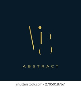 VB Abstractas diseño de logotipo dorado. Abstractas composición de símbolos de oro sobre un fondo azul marino oscuro