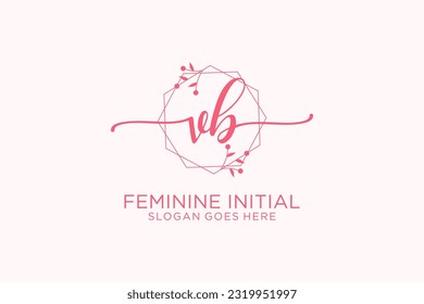 VB beauty monogram and elegant logo design handwriting logo of initial signature, wedding, fashion, floral and botanical with creative template.