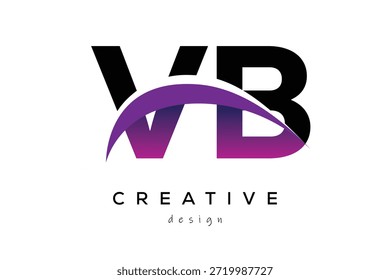 VB kreatives und modernes Buchstabenlogo-Design mit kreativem violettem Wellen abstraktem letzterem Logo-Konzept.