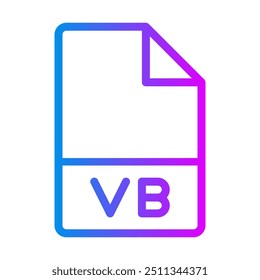 Tipo de arquivo de documento Vb, ícones de gradiente personalizáveis para plataformas de codificação. ilustração vetorial.