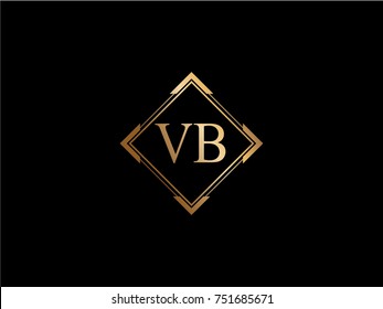 VB initial letter diamond shape golden logo