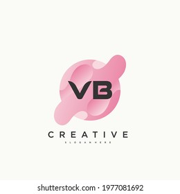 VB Initial Letter logo icon design template elements with wave colorful art.