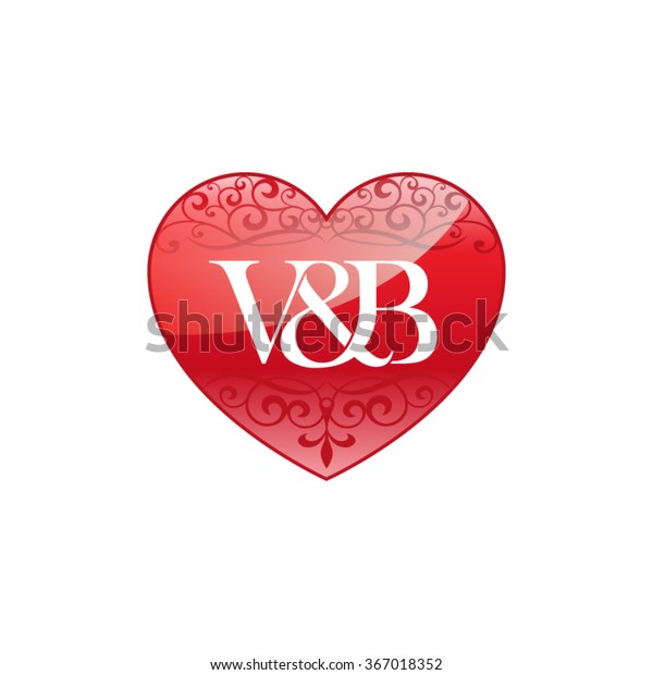 Vb Initial Letter Logo Ornament Heart Stock Vector Royalty Free