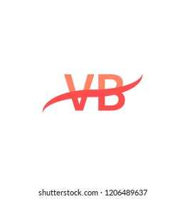 VB Initial Letters Logo Design with Swoosh Illustration Template in Red Color Concept