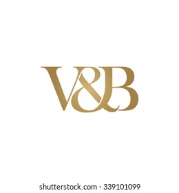 V&B Initial logo. Ampersand monogram golden logo