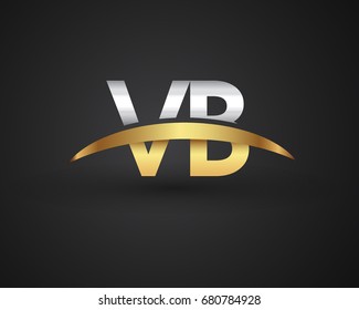 VB initial logo company name colored gold and silver swoosh design. vector logo for business and company identity.
