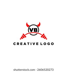 VB initial monogram for fitnes or gym logo with devil style design