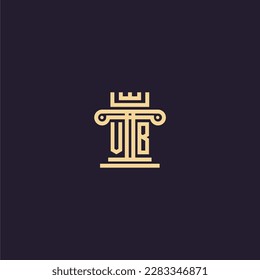 VB initial monogram logo for lawfirm with pillar  crown image design