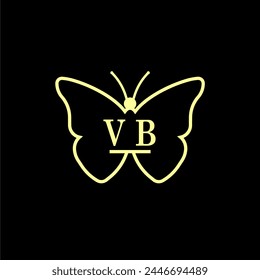 VB Initials Ilustración vectorial de logotipo de mariposa de lujo