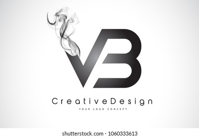VB Letter Logo Design with Black Smoke. Creative Modern Smoke Letters Vector Icon Logo Illustration.