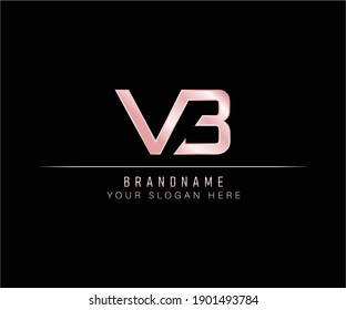 VB Letter Rose Gold Logo Vorlage. Ursprüngliche Buchstaben V B Logo Vorlage. Luxury V B Logo Vorlage.