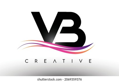 VB Logo Letter Design Icon. VB Letters with Colorful Creative Swoosh Lines Vector Illustration