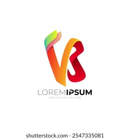 VB logo, letter V and B logo combination, 3d colorful