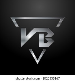VB Logo, Metal Logo, Silver Logo, Monogram, Polygon