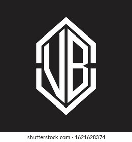 VB Logo monogram with hexagon shape and outline slice style with black and white