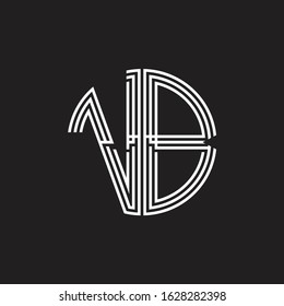 VB Logo monogram triple ribbon style line design template isolated on black background