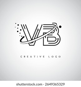 VB Orbit Monogram Logo – Futuristic Minimal Letter mark with Circular Line Art, Tech-Inspired Dots and Space Motion Concept for Modern Branding Identity