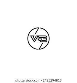 VB simple outline concept logo and circle of initial design black and white background