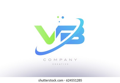 vb v b alphabet green blue swoosh letter company logo vector icon design template