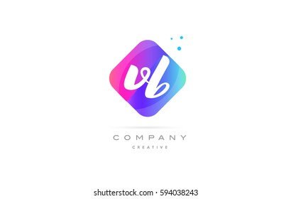 vb v b  pink blue rhombus abstract 3d alphabet company letter text logo hand writting written design vector icon template 