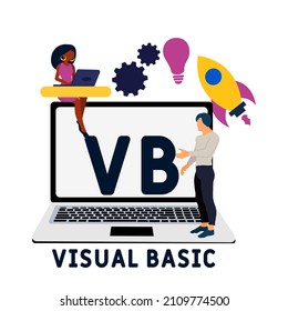 VB - Visual Basic acronym. business concept background. vector illustration concept with keywords and icons. lettering illustration with icons for web banner, flyer, landing pag