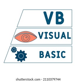 VB - Visual Basic acronym. business concept background. vector illustration concept with keywords and icons. lettering illustration with icons for web banner, flyer, landing pag