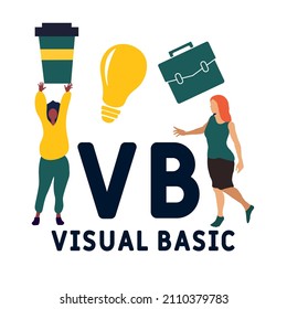 VB - acrónimo de Visual Basic. fondo de concepto de negocio. concepto de ilustración vectorial con palabras clave e iconos. ilustración con iconos para banner web, volante, página de inicio